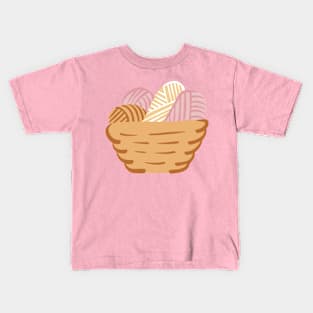 Cute Knitting Basket With Yarn Kids T-Shirt